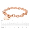 Thumbnail Image 2 of 7.6mm Chunky Link Chain Bracelet with Heart Charm in Sterling Silver with 14K Rose Gold Plate - 7.5"