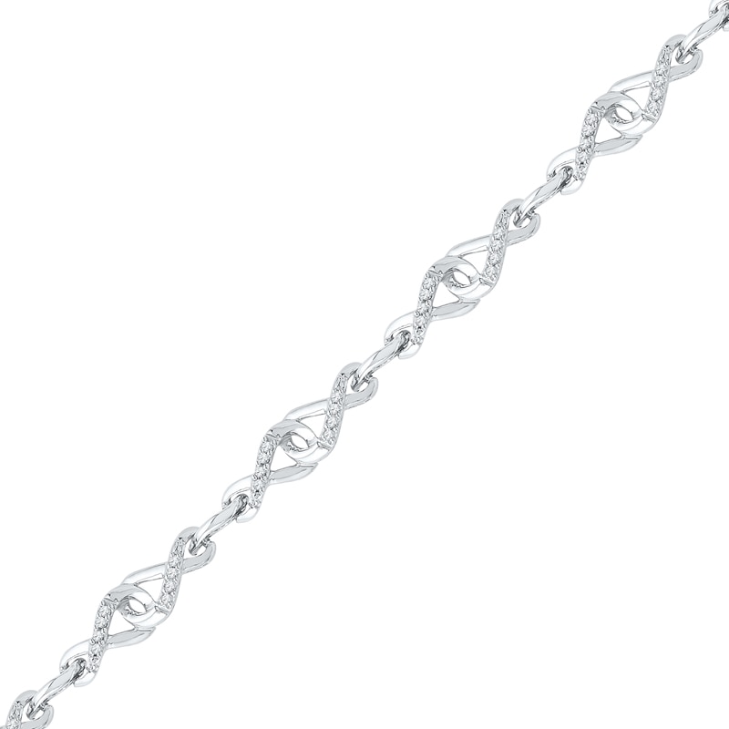 1/5 CT. T.W. Diamond Interlocking Infinity Bracelet in Sterling Silver - 7.25"