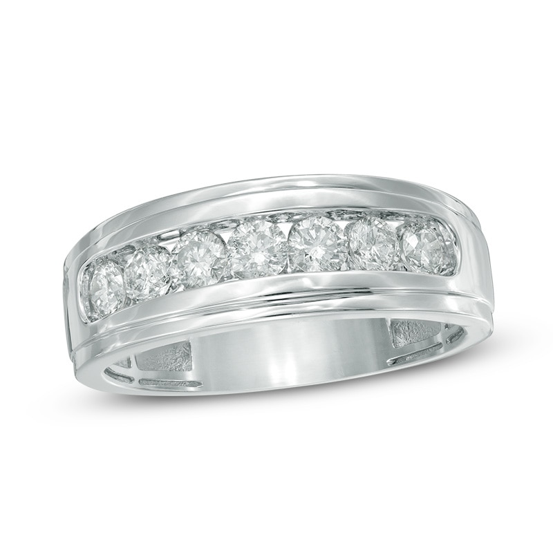Men's 1 CT. T.W. Diamond Comfort Fit Band in 10K White Gold | Zales