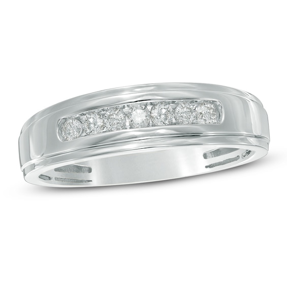 Men's 1/4 CT. T.w. Diamond Comfort Fit Band in 10K White Gold