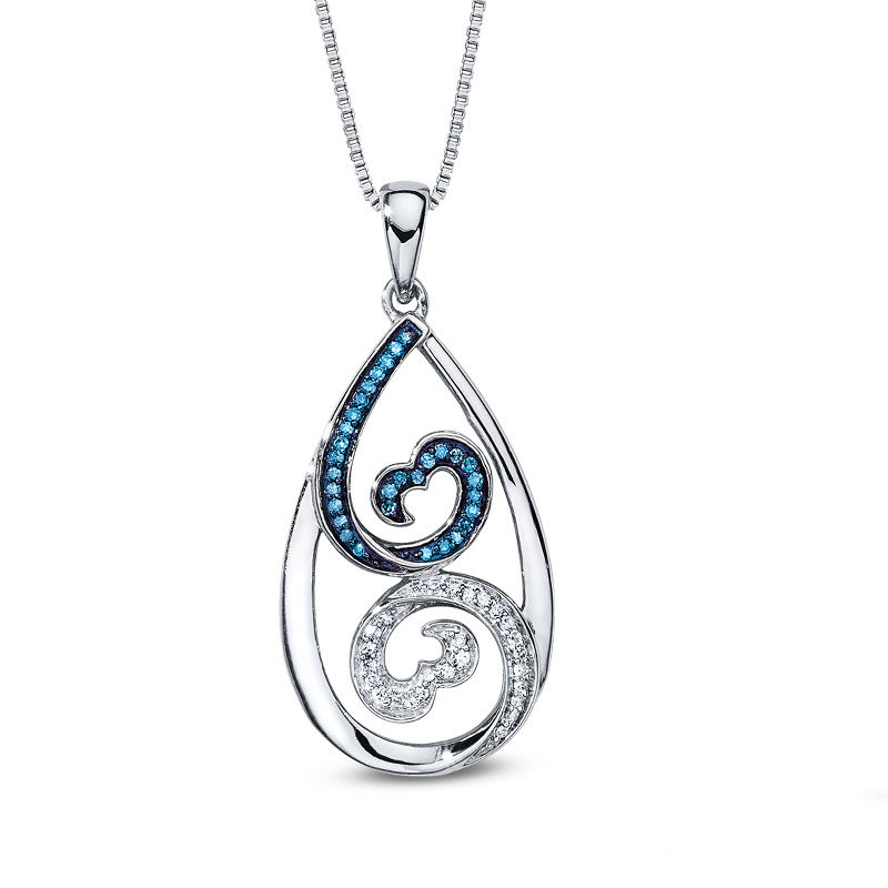 Open Hearts Waves by Jane Seymour™ 1/6 CT. T.W. Diamond Teardrop Pendant in Sterling Silver