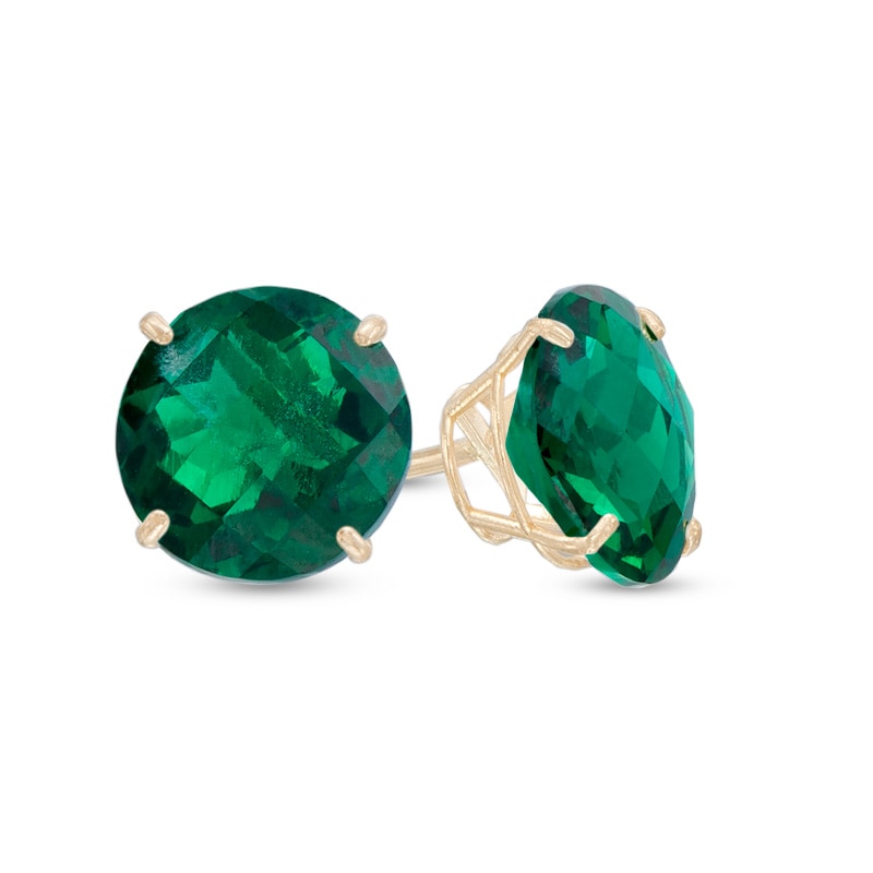8.0mm Lab-Created Emerald Stud Earrings in 10K Gold | Zales