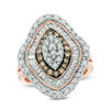Thumbnail Image 0 of 2 CT. T.W. Champagne and White Diamond Marquise Cluster Frame Ring in 10K Rose Gold