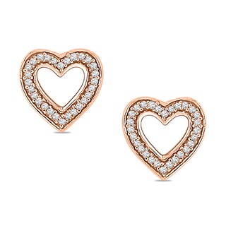 1/10 CT. T.W. Diamond Outline Heart Stud Earrings in 10K Rose Gold | Zales