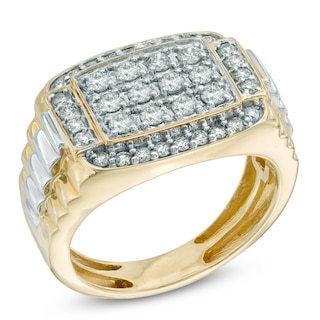 Men's 1 CT. T.W. Diamond Rectangular Anniversary Ring in 10K Two-Tone ...