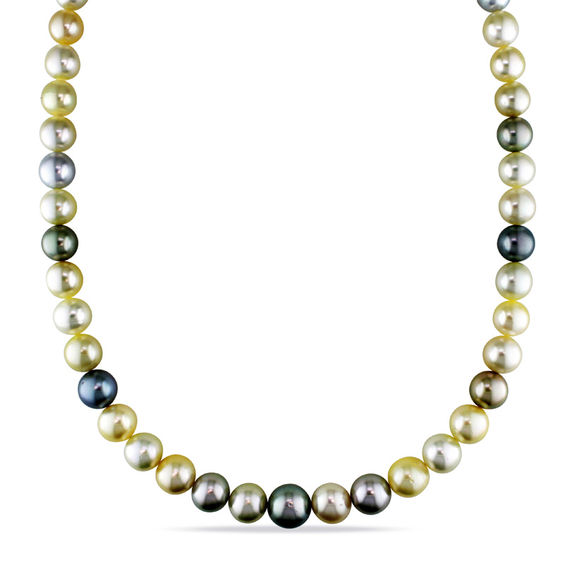 Cultured South Sea and Tahitian Pearl Graduated Strand Necklace with ...