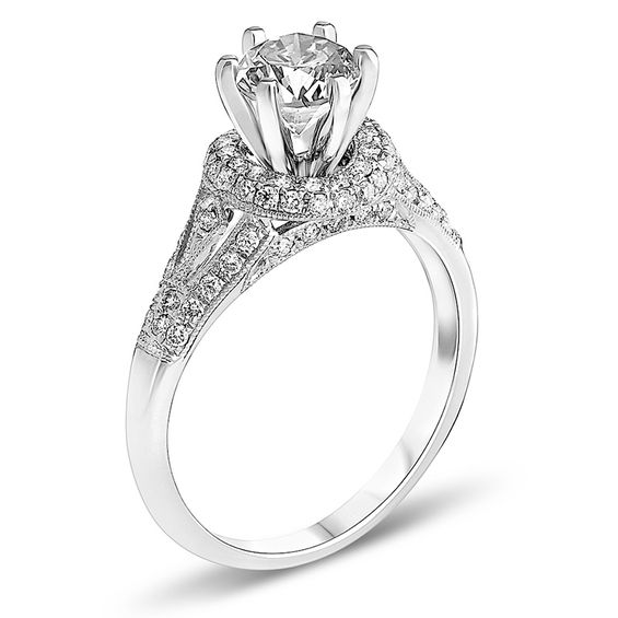 1 CT. T.W. Diamond Vintage-Style Split Shank Engagement Ring in 14K ...