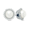 Thumbnail Image 0 of Vera Wang Love Collection Akoya Cultured Pearl and 1/8 CT. T.W. Diamond Frame Stud Earrings in 14K White Gold