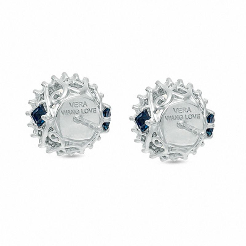 Vera Wang Love Collection Akoya Cultured Pearl and 1/8 CT. T.W. Diamond Frame Stud Earrings in 14K White Gold