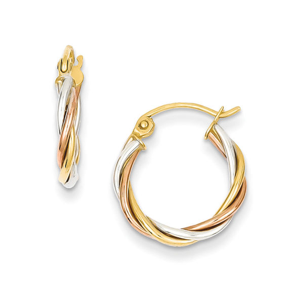 Multi-Row Twist Hoop Earrings in 14K Tri-Tone Gold | Online Exclusives ...