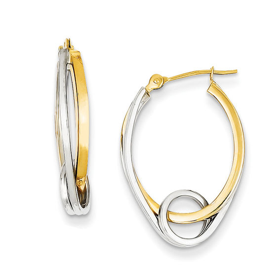 Looping Oval Hoop Earrings in 14K Two-Tone Gold | Gold Earrings ...