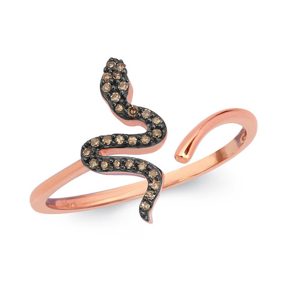 Champagne Diamond Accent Open Serpent Ring in 10K Rose Gold ...