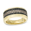 Thumbnail Image 0 of Men's 1 CT. T.W. Brown and Black Diamond Four Row Band in 10K Gold