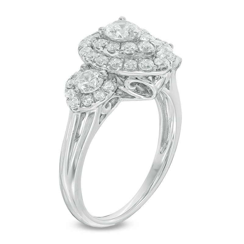 1-1/2 CT. T. W. Diamond Past Present Future® Pear-Shape Frame Ring in 14K White Gold