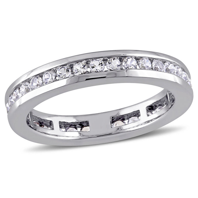 Main Image 1 of Lab-Created White Sapphire Channel-Set Eternity Band in 10K White Gold
