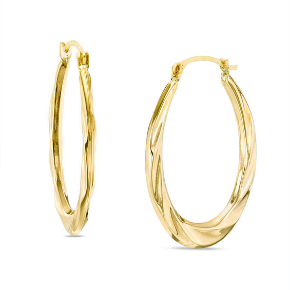Oval Twisted Hoop Earrings in 10K Gold | Zales