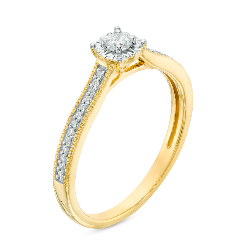 1/6 CT. T.W. Diamond Vintage-Style Promise Ring in 10K Gold