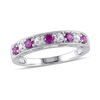 Thumbnail Image 0 of Lab-Created Ruby and White Sapphire Vintage-Style Stackable Band in Sterling Silver