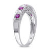 Thumbnail Image 1 of Lab-Created Ruby and White Sapphire Vintage-Style Stackable Band in Sterling Silver