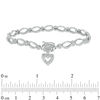 Thumbnail Image 1 of Diamond Accent Oval Link with Heart Charm Bracelet in Sterling Silver - 7.25"