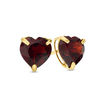 Thumbnail Image 0 of 6.0mm Heart-Shaped Garnet Solitaire Stud Earrings in 10K Gold