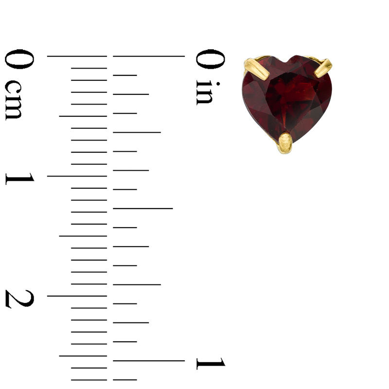 6.0mm Heart-Shaped Garnet Solitaire Stud Earrings in 10K Gold