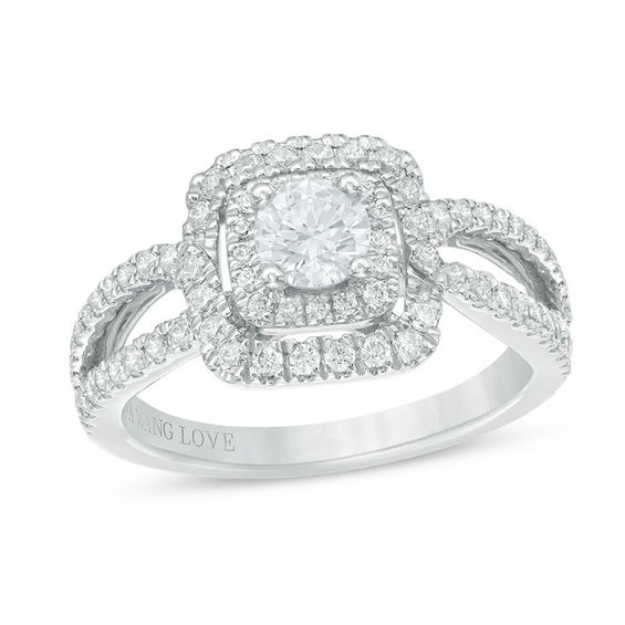 Vera Wang Love Collection 1 CT. T.w. Diamond Double Frame Engagement Ring In 14K White Gold
