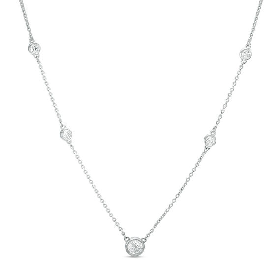 1/2 CT. T.W. Diamond Station Necklace in 10K White Gold | -Save on ...