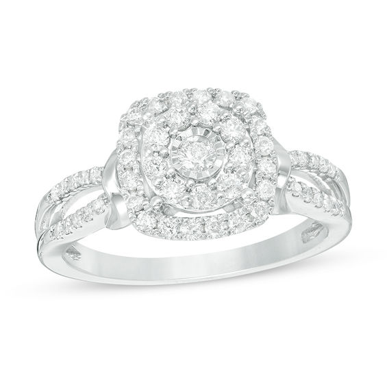 1/2 CT. T.w. Diamond Double Frame Ring in 10K White Gold
