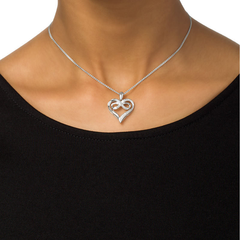 Main Image 3 of Diamond Accent Infinity Heart Bolo Necklace in Sterling Silver - 30"