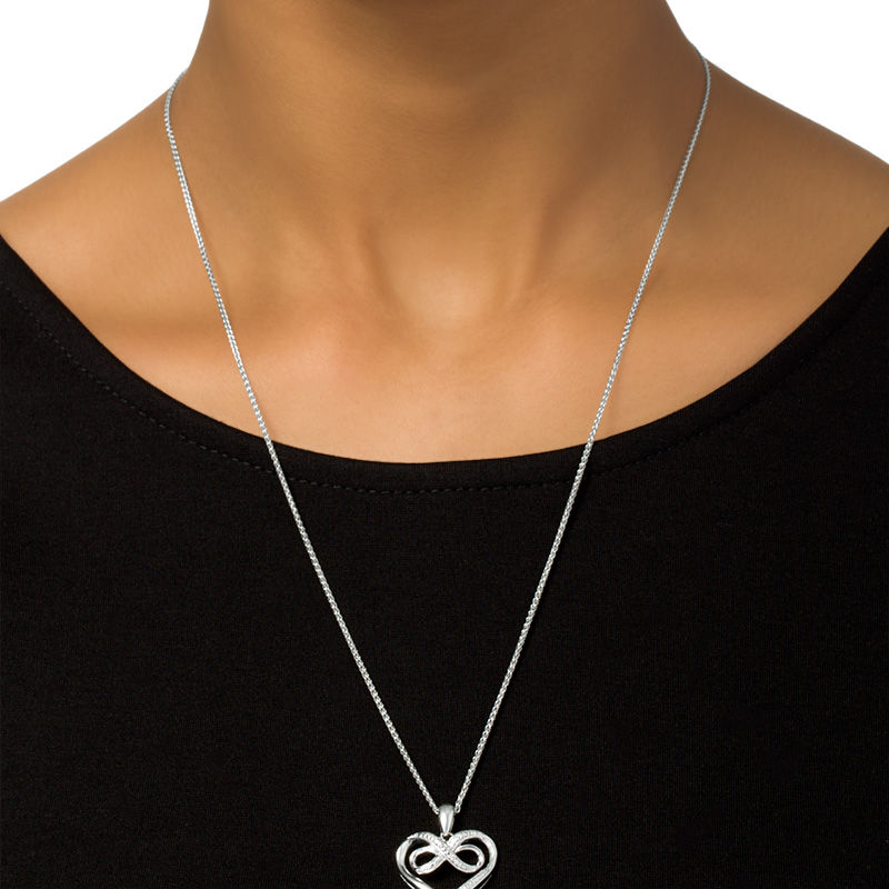 Main Image 4 of Diamond Accent Infinity Heart Bolo Necklace in Sterling Silver - 30"
