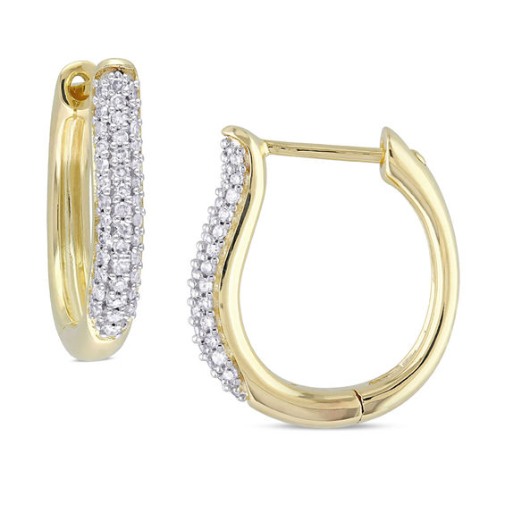1/3 CT. T.W. Diamond Curve Hoop Earrings in 10K Gold | Online ...