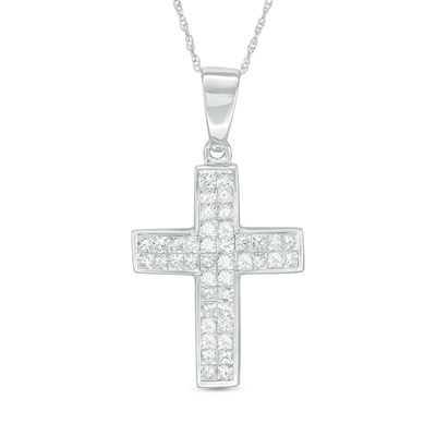 princess cut diamond cross necklace