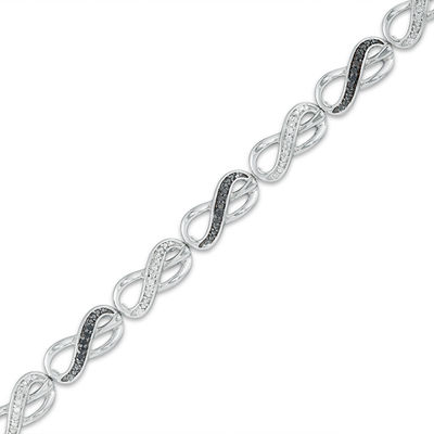 1/4 CT. T.W. Enhanced Black and White Diamond Infinity Bracelet in Sterling  Silver - 7.25" | Zales
