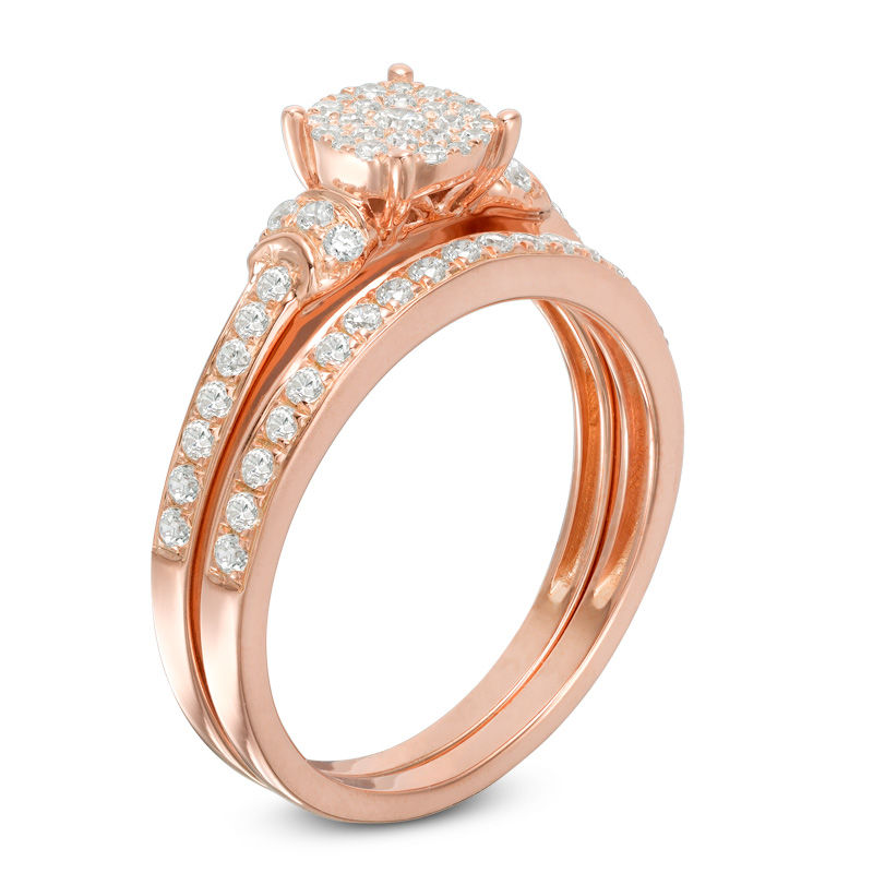 1/2 CT. T.W. Composite Diamond Collar Bridal Set in 14K Rose Gold | Zales