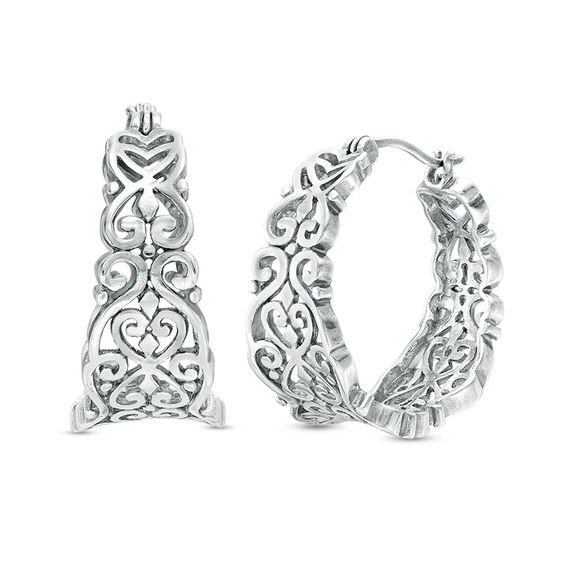 Oxidized Filigree Hoop Earrings in Sterling Silver | Online Exclusives ...