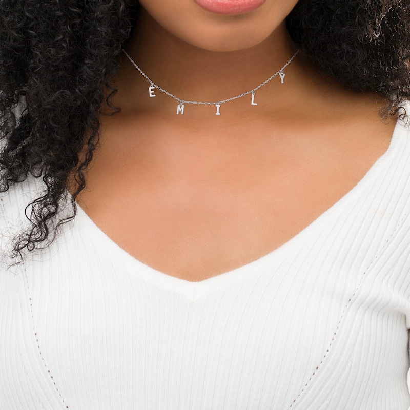 Letter Charm Choker Necklace in Sterling Silver (1 Line) | Zales