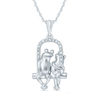 Thumbnail Image 0 of Diamond Accent Loving Frogs Pendant in Sterling Silver