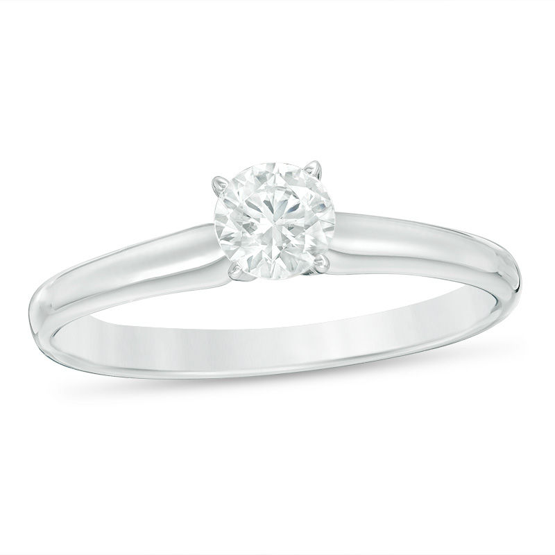 1/2 CT. Certified Diamond Solitaire Engagement Ring in 14K White Gold ...