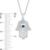 Thumbnail Image 1 of Lab-Created Blue and White Sapphire Hamsa Pendant in Sterling Silver