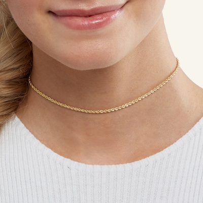 016 Gauge Rope Chain Choker Necklace in 10K Gold - 16" | Zales
