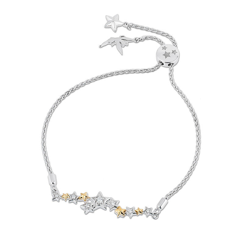 Enchanted Disney Tinker Bell 1/10 CT. T.W. Diamond Star Bolo Bracelet in Sterling Silver and 10K Gold - 9.5"