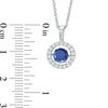 Thumbnail Image 1 of 5.5mm Lab-Created Blue and White Sapphire Circle Pendant in Sterling Silver