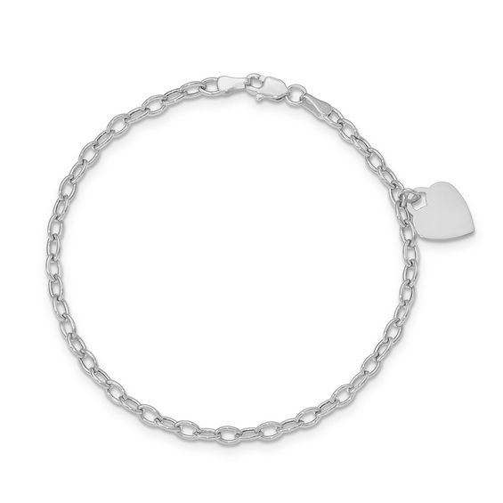 Zales Heart Charm Bracelet in 14K White Gold - 7.5