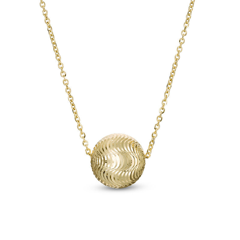 Made in Italy 12.0mm Diamond-Cut Ball Pendant in 14K Gold - 17.5