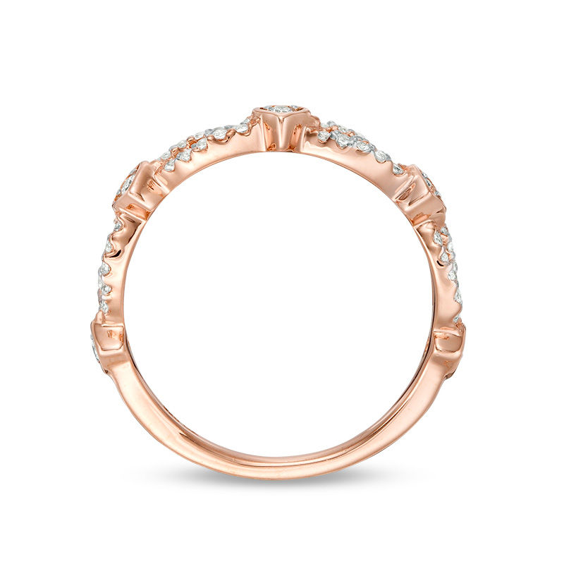 1/4 CT. T.W. Diamond Alternating Heart Stackable Band in 10K Rose Gold