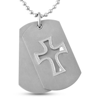 Men's 1/4 CT. T.W. Diamond Cut-Out Cross Double Dog Tag Pendant in ...