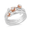 Thumbnail Image 0 of Enchanted Disney Mulan 1/10 CT. T.W. Diamond Flower Stackable Band Set in Sterling Silver and 10K Rose Gold