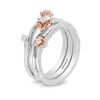 Thumbnail Image 1 of Enchanted Disney Mulan 1/10 CT. T.W. Diamond Flower Stackable Band Set in Sterling Silver and 10K Rose Gold