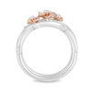 Thumbnail Image 2 of Enchanted Disney Mulan 1/10 CT. T.W. Diamond Flower Stackable Band Set in Sterling Silver and 10K Rose Gold